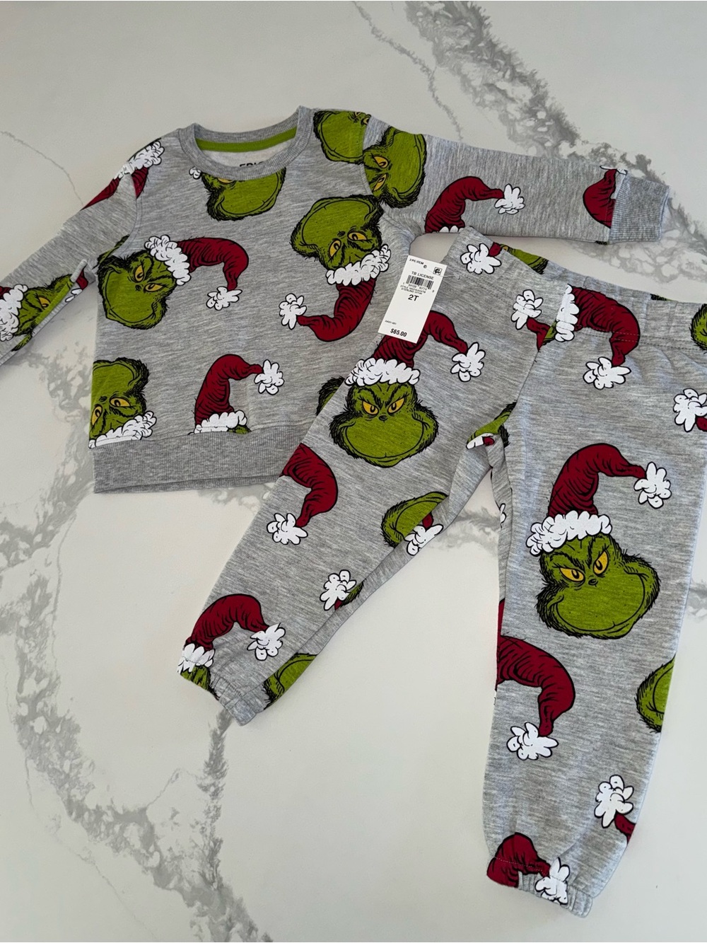 The Grinch Toddler Kids’ Holiday Sweatshirt and Joggers Set Size 2T